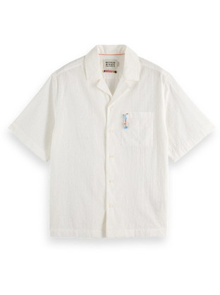 Scotch & Soda Ανδρικό Πουκάμισο Βαμβακερό Κοντομάνικο Κανονική Γραμμή Λευκό 180033