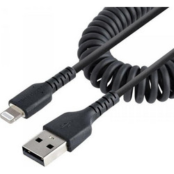 StarTech Spiral USB-A to Lightning Cable 1m Black RUSB2ALT1MBC