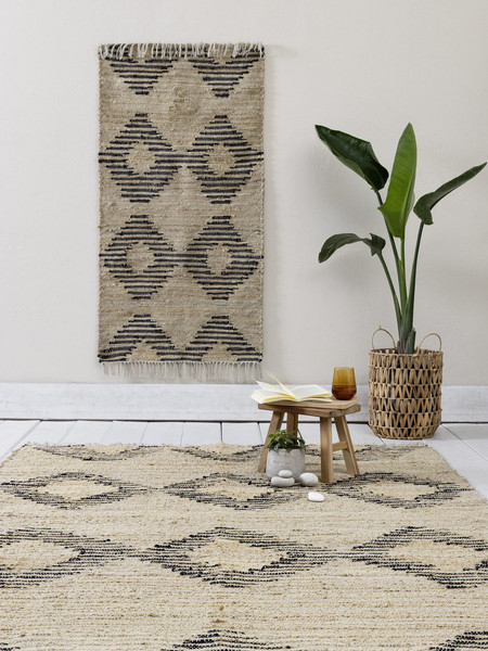 Nima Dune Χαλί Ορθογώνιο 4 Εποχών Βαμβακερό 160x230cm Μπεζ Μαύρο