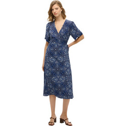 Superdry Midi Καλοκαιρινό Καθημερινό Φόρεμα Κρουαζέ Μεταξωτό Navy Μπλε W8011923A-E1T