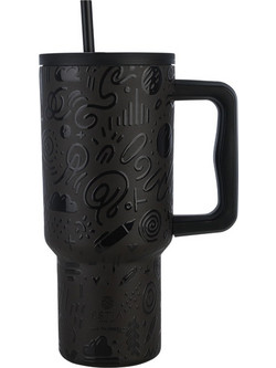 Estia Straw Tumbler XL Save The Aegean Noir Echo 900ml