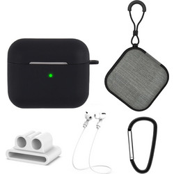 Sonique Soft Touch Σετ Θήκη Σιλικόνης με Γάντζο για Apple AirPods 3 Μαύρη