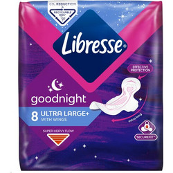 Libresse Goodnight Ultra Large Σερβιέτες με Φτερά για Αυξημένη Ροή 8τμχ