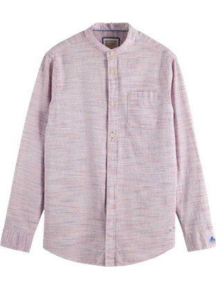 Scotch & Soda Ανδρικό Πουκάμισο Βαμβακερό Μακρυμάνικο Κανονική Γραμμή Ροζ 175492-7142