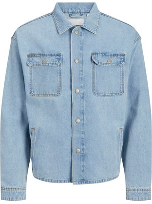 Jack & Jones Ανδρικό Πουκάμισο Τζιν Μακρυμάνικο Κανονική Γραμμή Μπλε 12249029