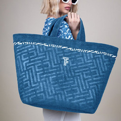 Feel & Touch Icon Υφασμάτινη Τσάντα Θαλάσσης Ώμου Αδιάβροχη Μπλε 40x68cm
