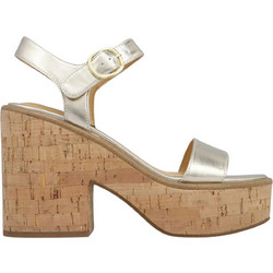 Nine West Amye3 Γυναικεία Πέδιλα Χρυσά με Χοντρό Ψηλό Τακούνι και Φιάπα 01-710