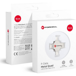 Forcell Metal Quad 16GB USB Stick 3.2 Gen 1 με USB-A USB-C Lightning & micro USB