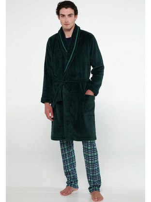 Vamp Χειμωνιάτικη Ανδρική Ρόμπα Fleece Χακί 19927