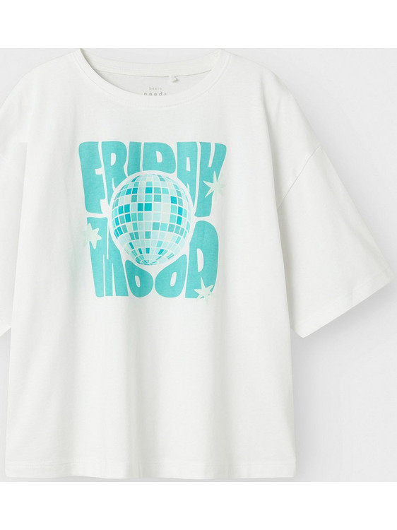 Friday Mood Παιδικό T-Shirt Κοντομάνικο Λευκό Τιρκουάζ 13241645