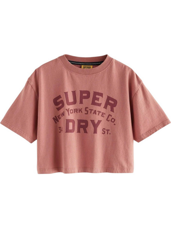 Superdry Παιδικό Crop Top Κοντομάνικο Ροζ Μπορντό G1010017A-9KS