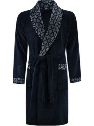 Vamp Χειμωνιάτικη Ανδρική Ρόμπα Fleece Navy Μπλε Κυπαρισσί 21699