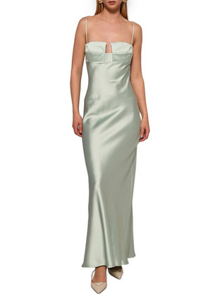 Trilogy Aurora Maxi Καλοκαιρινό Φόρεμα για Γάμο / Βάπτιση Σατέν Πράσινο Mint TRSS25055