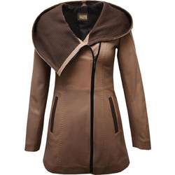 Leather 100 Γυναικείο Ημίπαλτο Δερμάτινο με Κουκούλα Καφέ 05-W-GIANCARAN-LONG