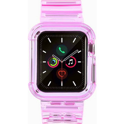 Hurtel Θήκη Σιλικόνης με Λουράκι για Apple Watch 4 / 5 / 6 / SE 40mm Διαφανής Κόκκινη
