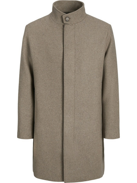 Jack & Jones Ανδρικό Παλτό Μακρύ Μάλλινο με Επένδυση Μπεζ 12258672