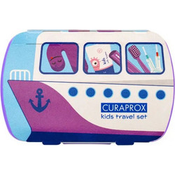 Curaprox Kids Travel Kit Οδοντόβουρτσα + Οδοντόκρεμα 10ml + Μεσοδόντια Βουρτσάκια 2τμχ Μωβ