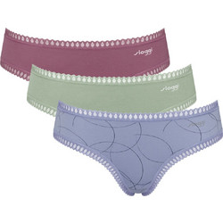 Sloggi Go Crush Βαμβακερά Γυναικεία Slip με Δαντέλα 3Pack 10219671-V008