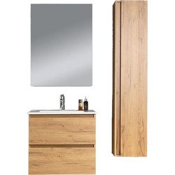Nextdeco Avra Σετ Έπιπλο Μπάνιου με Νιπτήρα, Καθρέπτη & Στήλη Wood