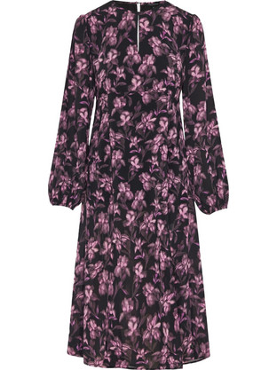 Funky Buddha Midi Βραδινό Φόρεμα Floral Μαύρο FBL012-109-13