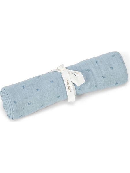 Little Dutch Πάνα Αγκαλιάς από Μουσελίνα Pure Denim Blue 120x120cm