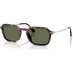Persol PO3381S 24/58 Ανδρικά Γυαλιά Ηλίου Τετράγωνα Ασημί Ταρταρούγα με Πράσινο Φακό
