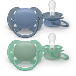 Philips Avent Ultra Soft Ανατομικές Ορθοδοντικές Πιπίλες Σιλικόνης 6-18m Blue Green 2τμχ SCF091/42