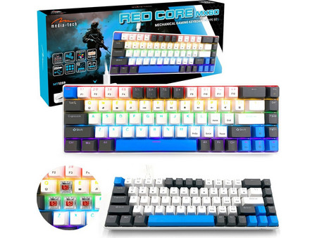Media Tech Red Core Μηχανικό Gaming Πληκτρολόγιο 65% με Cherry MX Red Διακόπτες RGB White Blue