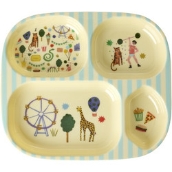 Rice Πιάτο Φαγητού με Χωρίσματα Fun Fair Print Mint