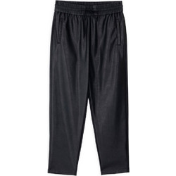 Philosophy Ψηλόμεσο Δερμάτινο Γυναικείο Παντελόνι Jogger Relaxed Εφαρμογή Μαύρο TR44377