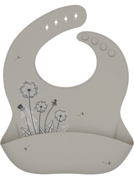 KikkaBoo Platinum Flora Αδιάβροχη Σαλιάρα Σιλικόνης με Κουμπί & Τσέπη 6m+ Γκρι