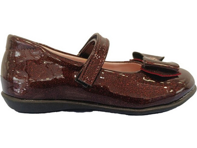 Aby Shoes Παιδικές Μπαλαρίνες Λουστρίνι Ανατομικές με Σκρατς Μπορντό 506-016
