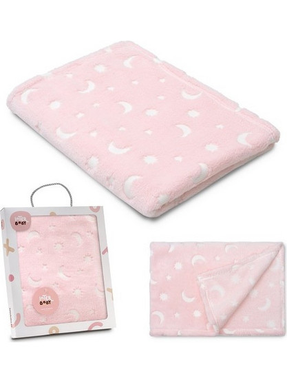 Interbaby Stars Κουβέρτα Αγκαλιάς Βελουτέ 80x110 Ροζ