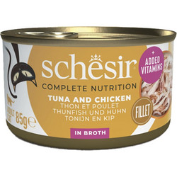 Schesir Complete & Balanced Adult with Tuna, Chicken & Rice in Broth 85gr c