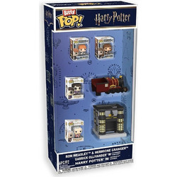 Funko Bitty Pop! Harry Potter 6-Pack Ron Weasley & Hermione Granger & Garrick Ollivander & Town Ollivanders Wand Shop & Harry Potter & Hogwarts Express