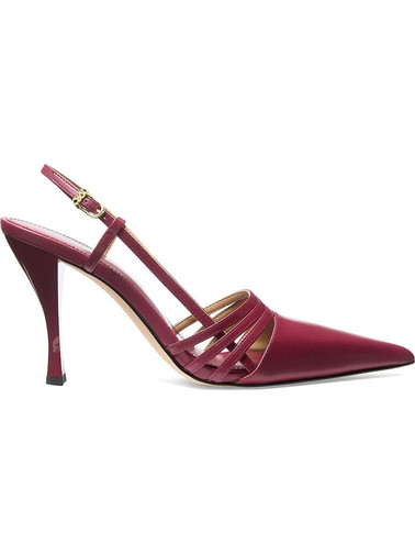 Michael Kors Haisley Γόβες Slingback Δερμάτινες με Λεπτό Ψηλό Τακούνι Μπορντό 40T5HSHP1L-691