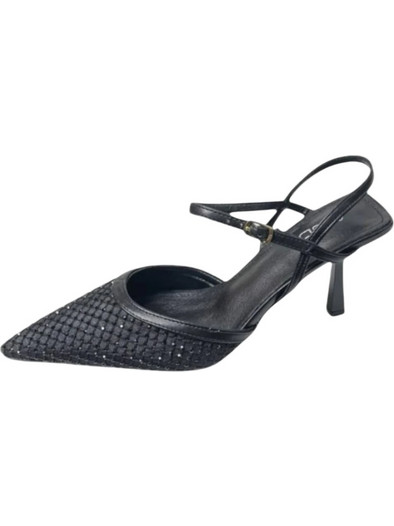 Verde Γόβες Slingback με Λεπτό Ψηλό Τακούνι & Στρας Μαύρες 28-4028