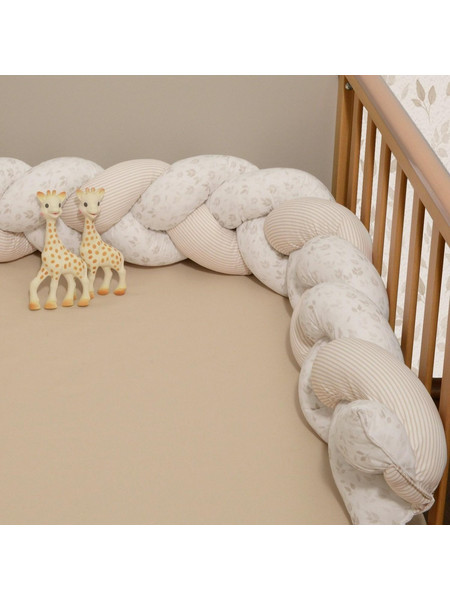 Sophie La Girafe Des 506 Πάντα Κούνιας Πλεξούδα Λευκό Μπεζ 20x200cm