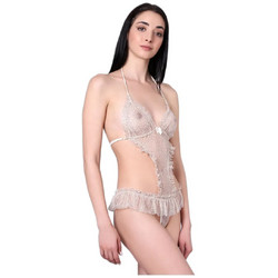 Milena By Paris Sexy Κορμάκι String See Through με Δαντέλα Εκρού 2436