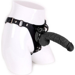 Kiotos Cox Leather Harness Strap On με Dildo 22cm Μαύρο