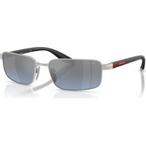 Prada PSB54S 1BC11A Ανδρικά Γυαλιά Ηλίου Ορθογώνια Μεταλλικά Ασημί Μαύρο με Γκρι Φακό