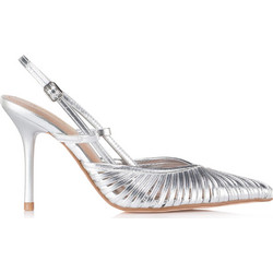 Corina Γόβες Slingback Δερμάτινες με Τακούνι Στιλέτο Ασημί M6220
