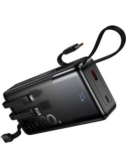 Hoco J156A Founder Power Bank 20000mAh 22.5W με Ενσωματωμένα Καλώδια USB-C Lightning & micro USB Black