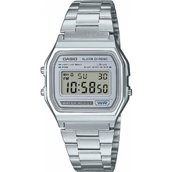 Casio Ψηφιακό Ανδρικό Ρολόι Χρονογράφος με Ασημί Μεταλλικό Μπρασελέ A-158WEA-7EF