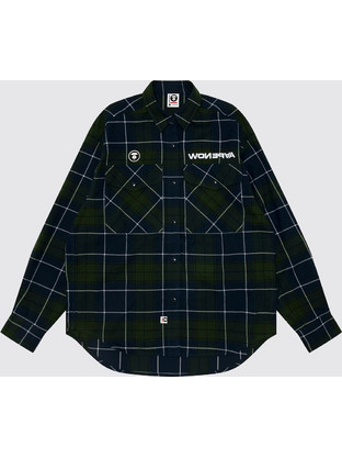 Aape by A Bathing Ape Ανδρικό Πουκάμισο Βαμβακερό Καρό Μακρυμάνικο Κανονική Γραμμή Navy Μπλε AAPSTM8498