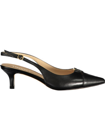 TWINSET Γόβες Slingback Δερμάτινες με Λεπτό Χαμηλό Τακούνι Μαύρες 261TCP034-00006