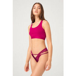 Cottonhill Γυναικείο Sexy String με Δαντέλα Μπορντό CH0151