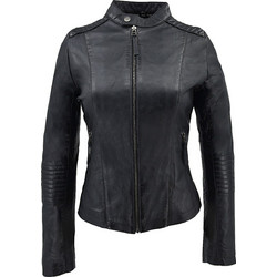 Leather 100 Γυναικείο Μπουφάν Χειμωνιάτικο Δερμάτινο Κοντό Μαύρο 49-W-FRANCY