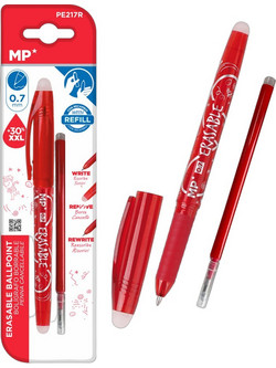 MP Σετ Στυλό Gel που Σβήνει 0.7mm Κόκκινο 2τμχ PE217R