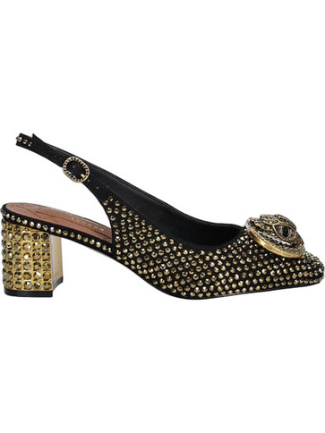 Kurt Geiger Γόβες Slingback με Χοντρό Χαμηλό Τακούνι & Στρας Μαύρες 3415009609-09